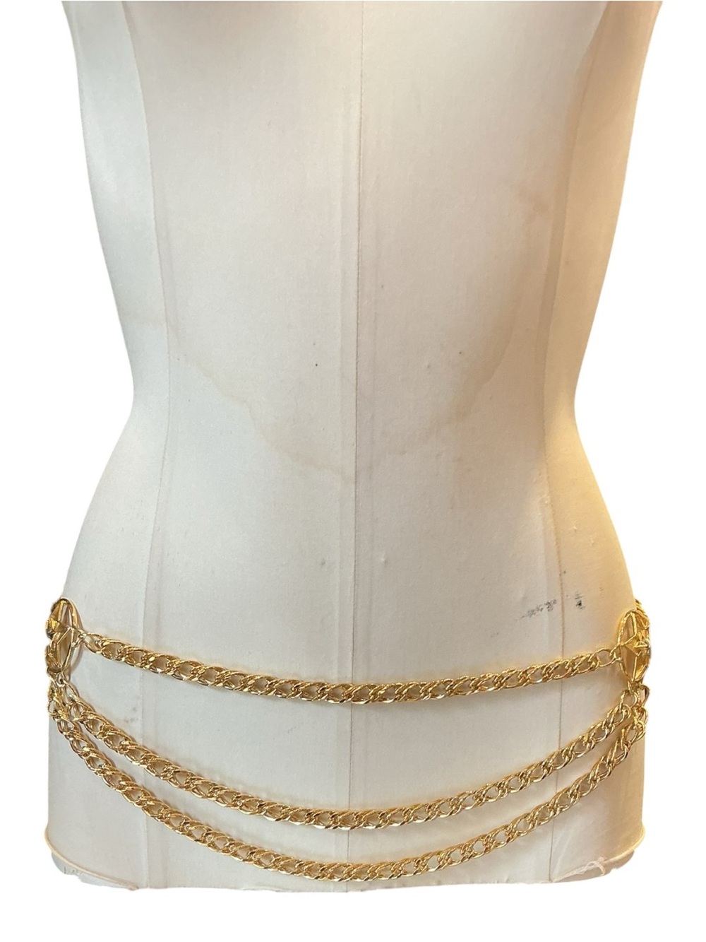 Vintage 1980s Star 3-Layer Chain Swag Gold Belt